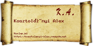 Kosztolányi Alex névjegykártya
